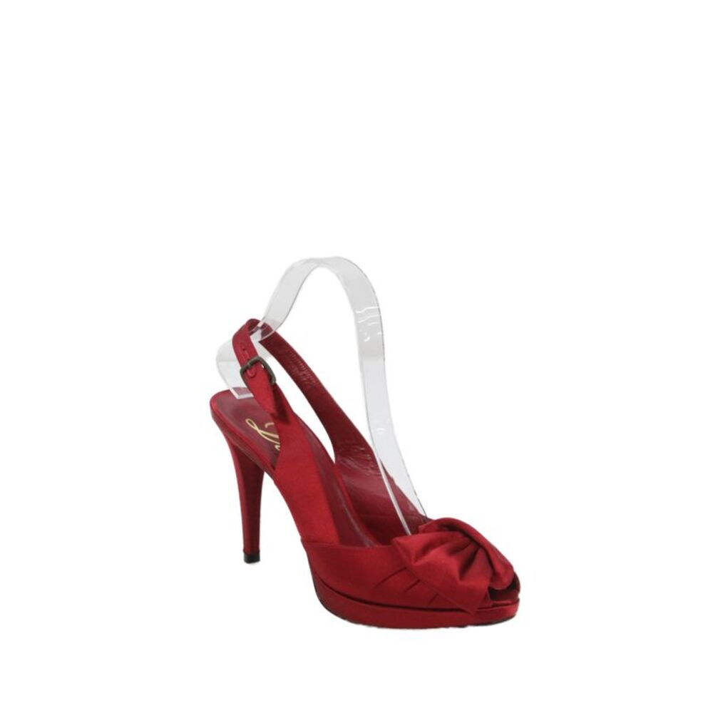 Delman Womens Satin Peep Toe Slingbacks Pumps Red Size 8.5 Medium